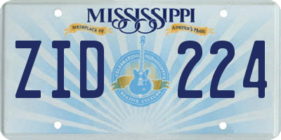 MS license plate ZID224