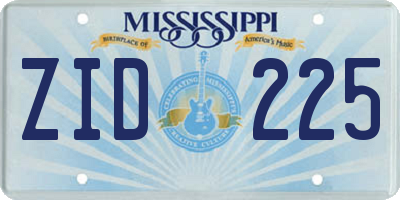 MS license plate ZID225