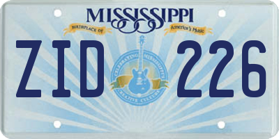 MS license plate ZID226