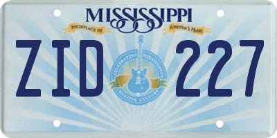MS license plate ZID227