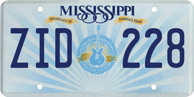 MS license plate ZID228
