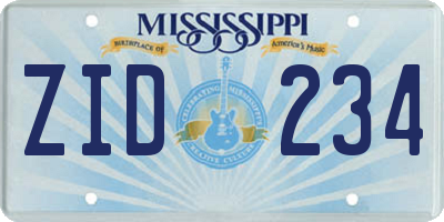 MS license plate ZID234