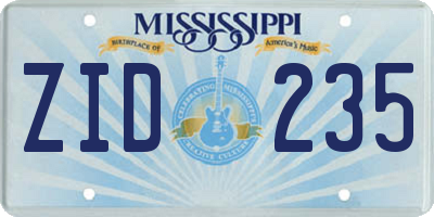 MS license plate ZID235