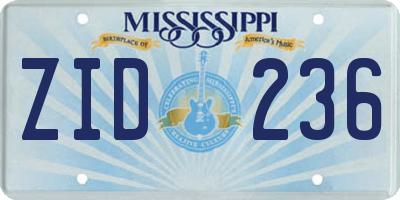 MS license plate ZID236