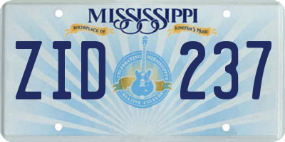 MS license plate ZID237