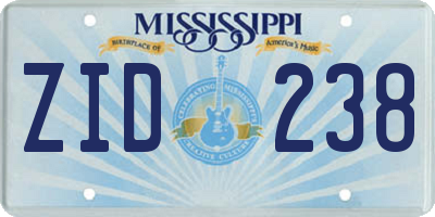 MS license plate ZID238