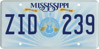 MS license plate ZID239
