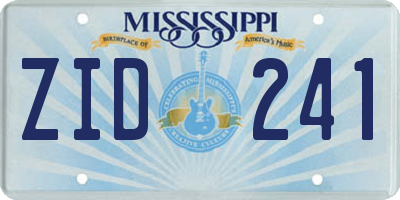 MS license plate ZID241