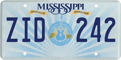 MS license plate ZID242
