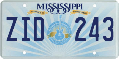 MS license plate ZID243