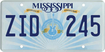 MS license plate ZID245