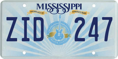 MS license plate ZID247