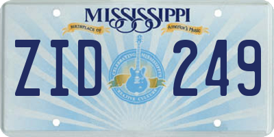 MS license plate ZID249