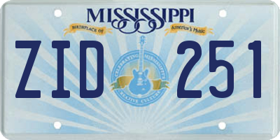 MS license plate ZID251