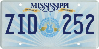 MS license plate ZID252