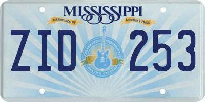 MS license plate ZID253