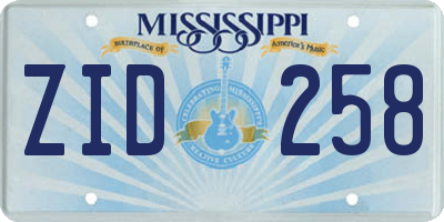 MS license plate ZID258