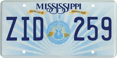 MS license plate ZID259