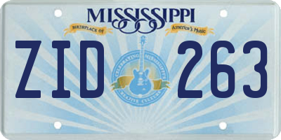 MS license plate ZID263