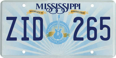 MS license plate ZID265