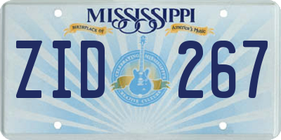 MS license plate ZID267