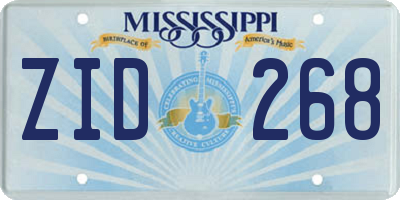 MS license plate ZID268