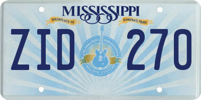 MS license plate ZID270