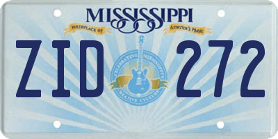 MS license plate ZID272