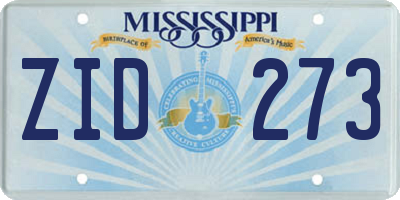 MS license plate ZID273