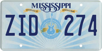 MS license plate ZID274