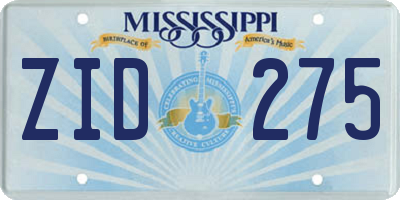 MS license plate ZID275