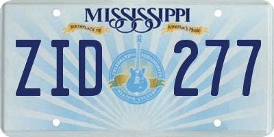 MS license plate ZID277