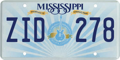 MS license plate ZID278