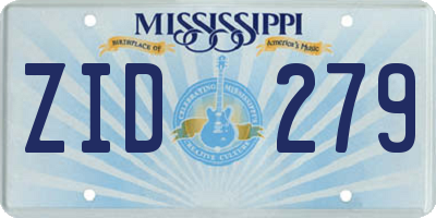 MS license plate ZID279