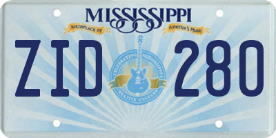 MS license plate ZID280