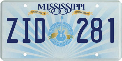 MS license plate ZID281