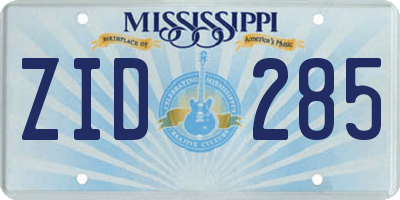 MS license plate ZID285