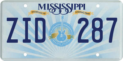 MS license plate ZID287