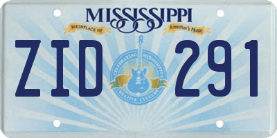 MS license plate ZID291