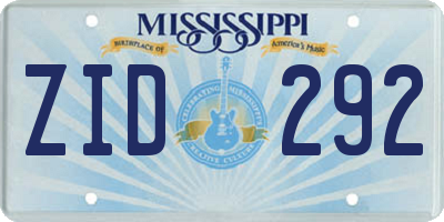 MS license plate ZID292