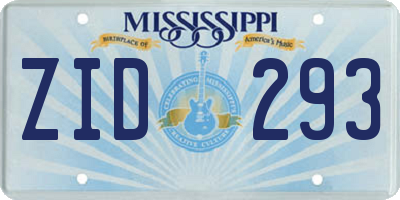 MS license plate ZID293