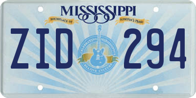 MS license plate ZID294