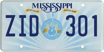 MS license plate ZID301