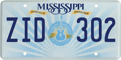 MS license plate ZID302