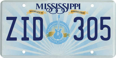MS license plate ZID305