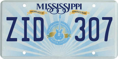MS license plate ZID307