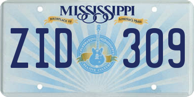MS license plate ZID309