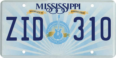 MS license plate ZID310