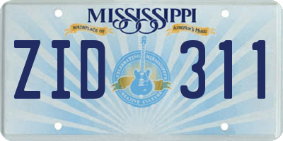 MS license plate ZID311