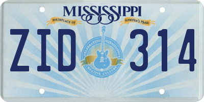 MS license plate ZID314